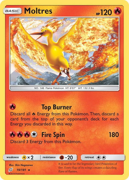 Moltres trading card from SM - Team Up Moltres - SM - Team Up Pokémon trading card
