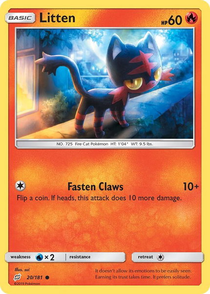Litten trading card from SM - Team Up Litten - SM - Team Up Pokémon trading card