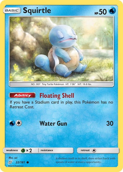 Squirtle (22) trading card from SM - Team Up Squirtle (22) - SM - Team Up Pokémon trading card