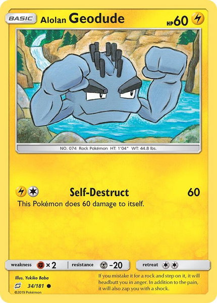 Alolan Geodude (34) trading card from SM - Team Up Alolan Geodude (34) - SM - Team Up Pokémon trading card