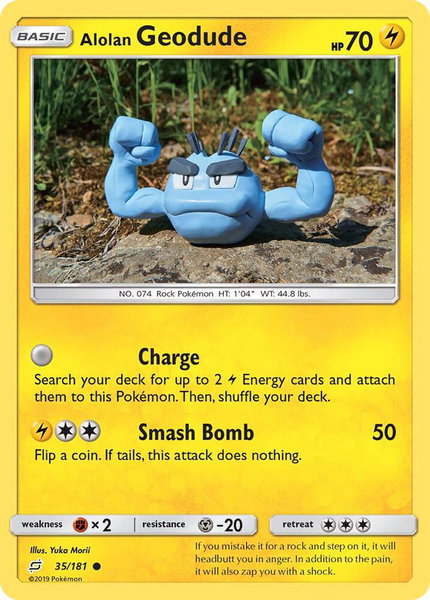 Alolan Geodude (35) trading card from SM - Team Up Alolan Geodude (35) - SM - Team Up Pokémon trading card