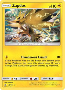 Zapdos - SM - Team Up (SM9) #40/181 - Holo Rare Pokémon Trading Card