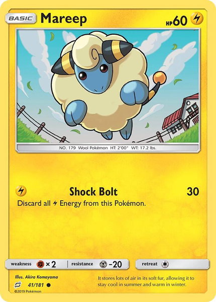 Mareep trading card from SM - Team Up Mareep - SM - Team Up Pokémon trading card