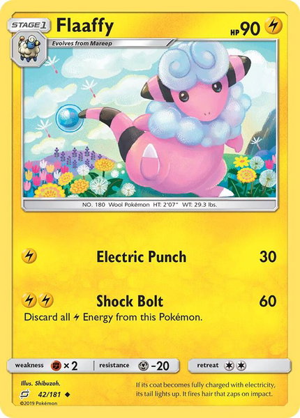 Flaaffy trading card from SM - Team Up Flaaffy - SM - Team Up Pokémon trading card