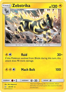 Zebstrika - SM - Team Up (SM9) #45/181 - Rare Pokémon Trading Card