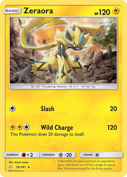 Zeraora trading card from SM - Team Up Zeraora - SM - Team Up Pokémon trading card