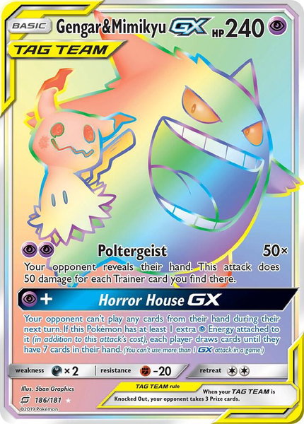 Gengar & Mimikyu GX (Secret) - SM - Team Up Pokémon trading card