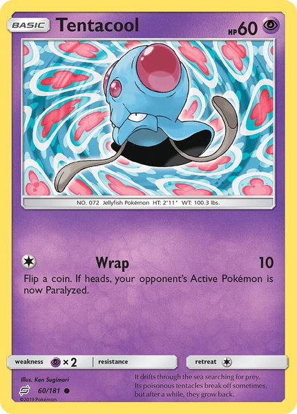 Tentacool trading card from SM - Team Up Tentacool - SM - Team Up Pokémon trading card