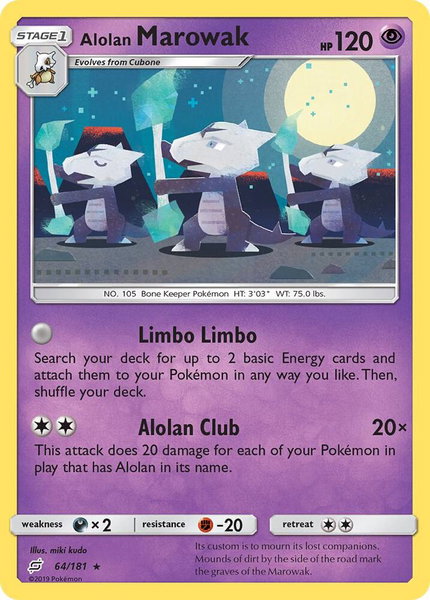 Alolan Marowak trading card from SM - Team Up Alolan Marowak - SM - Team Up Pokémon trading card