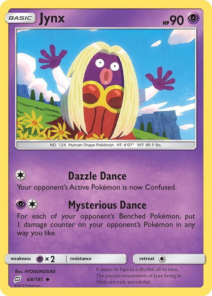 Jynx trading card from SM - Team Up Jynx - SM - Team Up Pokémon trading card