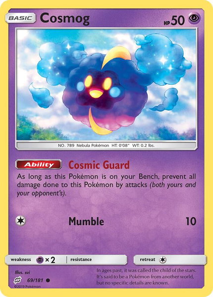 Cosmog trading card from SM - Team Up Cosmog - SM - Team Up Pokémon trading card