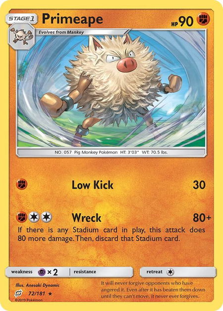 Primeape - SM - Team Up Pokémon trading card
