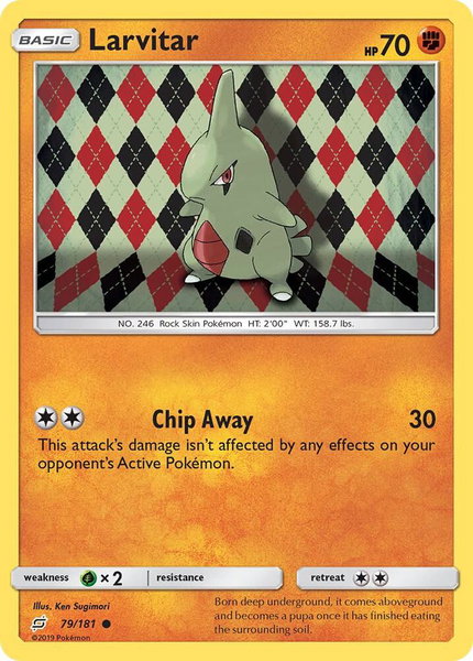 Larvitar trading card from SM - Team Up Larvitar - SM - Team Up Pokémon trading card