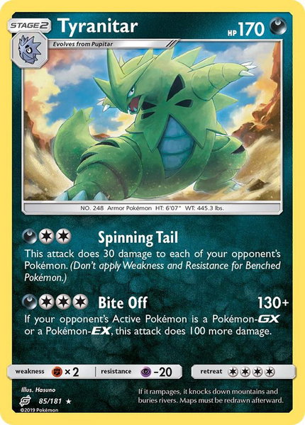 Tyranitar trading card from SM - Team Up Tyranitar - SM - Team Up Pokémon trading card