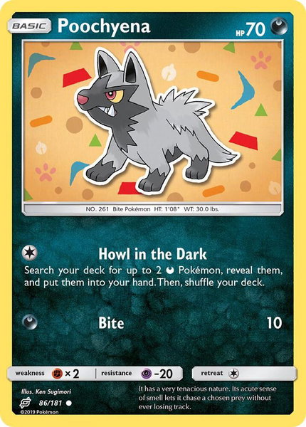 Poochyena trading card from SM - Team Up Poochyena - SM - Team Up Pokémon trading card