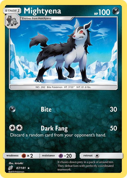 Mightyena trading card from SM - Team Up Mightyena - SM - Team Up Pokémon trading card
