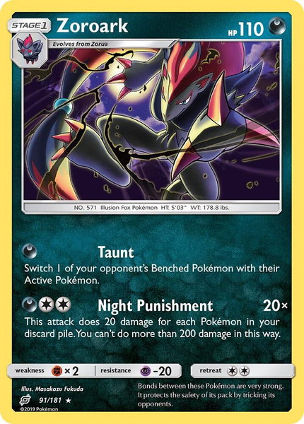 Zoroark trading card from SM - Team Up Zoroark - SM - Team Up Pokémon trading card