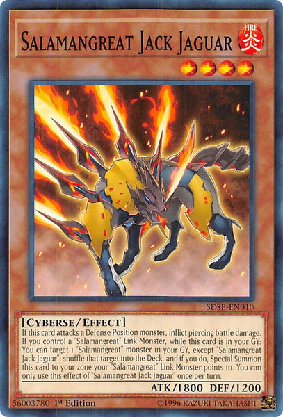 Salamangreat Jack Jaguar trading card from Structure Deck: Soulburner Salamangreat Jack Jaguar - Structure Deck: Soulburner YuGiOh trading card