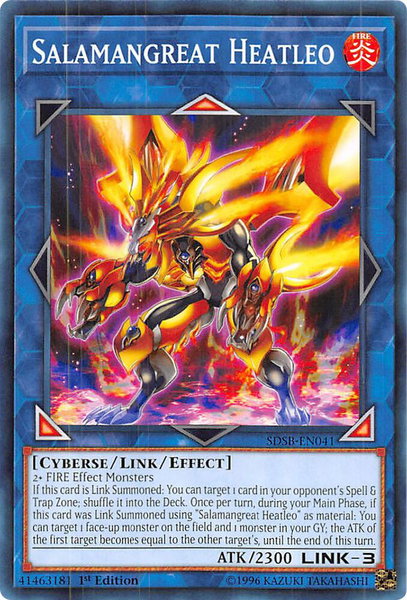 Salamangreat Heatleo trading card from Structure Deck: Soulburner Salamangreat Heatleo - Structure Deck: Soulburner YuGiOh trading card