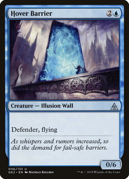 Hover Barrier trading card from Ravnica Allegiance: Guild Kits Hover Barrier - Ravnica Allegiance: Guild Kits Magic: The Gathering trading card