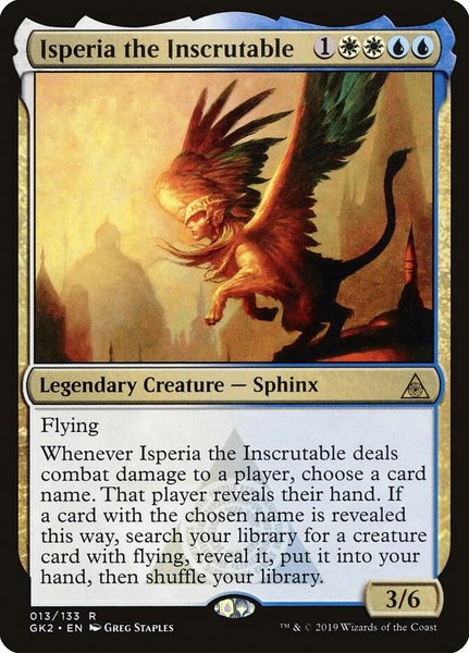 Isperia the Inscrutable trading card from Ravnica Allegiance: Guild Kits Isperia the Inscrutable - Ravnica Allegiance: Guild Kits Magic: The Gathering trading card