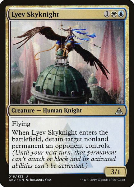 Lyev Skyknight trading card from Ravnica Allegiance: Guild Kits Lyev Skyknight - Ravnica Allegiance: Guild Kits Magic: The Gathering trading card