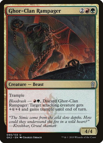 Ghor-Clan Rampager trading card from Ravnica Allegiance: Guild Kits Ghor-Clan Rampager - Ravnica Allegiance: Guild Kits Magic: The Gathering trading card
