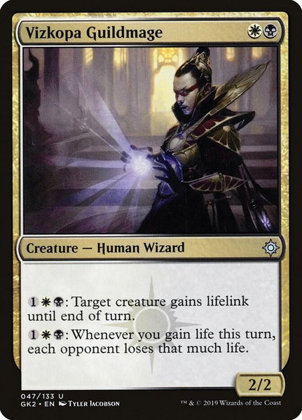 Vizkopa Guildmage trading card from Ravnica Allegiance: Guild Kits Vizkopa Guildmage - Ravnica Allegiance: Guild Kits Magic: The Gathering trading card