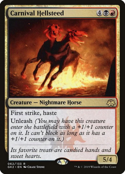 Carnival Hellsteed trading card from Ravnica Allegiance: Guild Kits Carnival Hellsteed - Ravnica Allegiance: Guild Kits Magic: The Gathering trading card