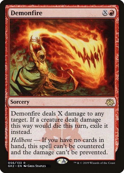 Demonfire trading card from Ravnica Allegiance: Guild Kits Demonfire - Ravnica Allegiance: Guild Kits Magic: The Gathering trading card