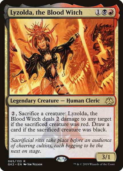 Lyzolda, the Blood Witch trading card from Ravnica Allegiance: Guild Kits Lyzolda, the Blood Witch - Ravnica Allegiance: Guild Kits Magic: The Gathering trading card