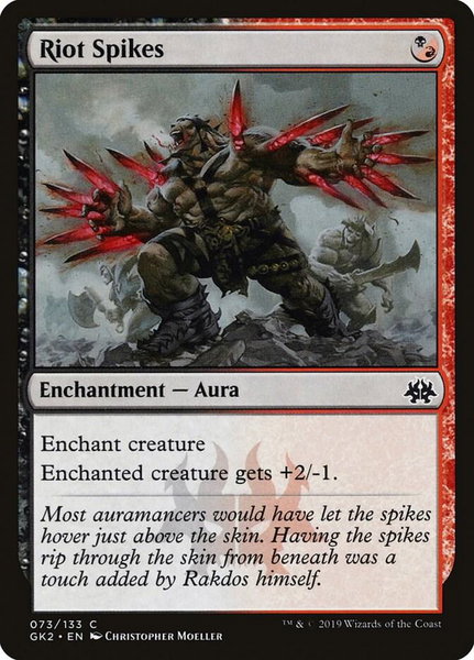 Riot Spikes trading card from Ravnica Allegiance: Guild Kits Riot Spikes - Ravnica Allegiance: Guild Kits Magic: The Gathering trading card