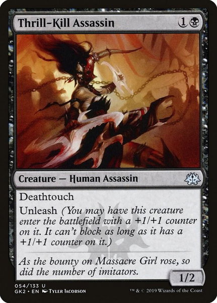 Thrill-Kill Assassin trading card from Ravnica Allegiance: Guild Kits Thrill-Kill Assassin - Ravnica Allegiance: Guild Kits Magic: The Gathering trading card