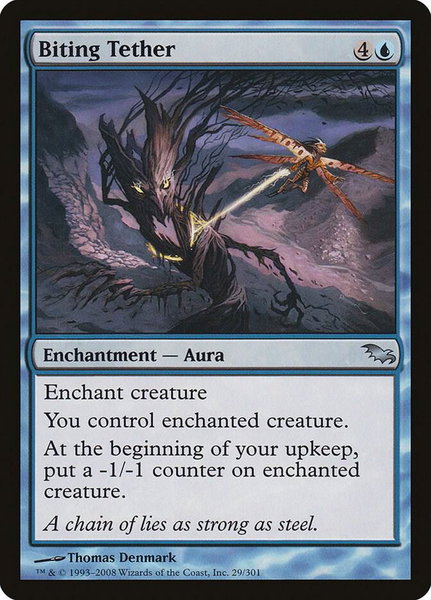 Biting Tether trading card from Shadowmoor Biting Tether - Shadowmoor Magic: The Gathering trading card