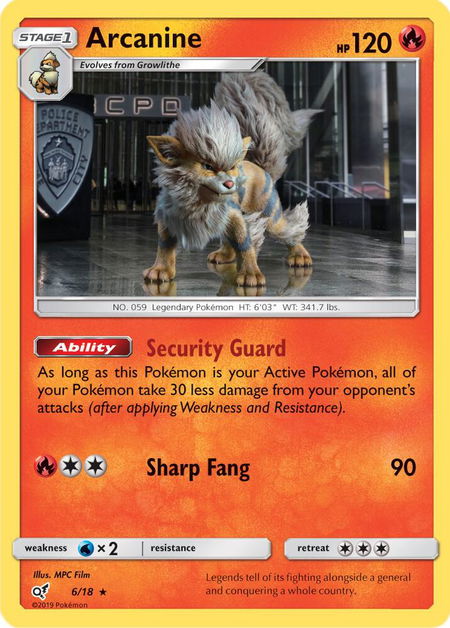 Arcanine - Detective Pikachu Pokémon trading card