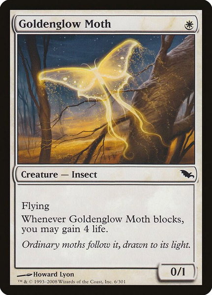 Goldenglow Moth trading card from Shadowmoor Goldenglow Moth - Shadowmoor Magic: The Gathering trading card