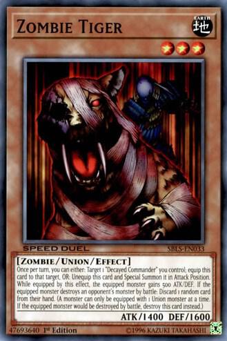 Zombie Tiger - Speed Duel: Arena of Lost Souls YuGiOh trading card
