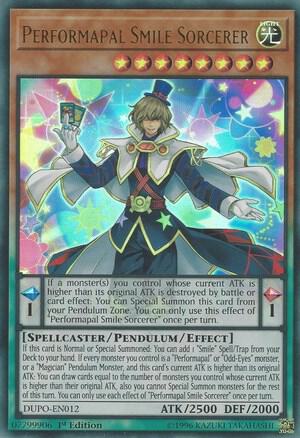 Performapal Smile Sorcerer trading card from Duel Power Performapal Smile Sorcerer - Duel Power YuGiOh trading card