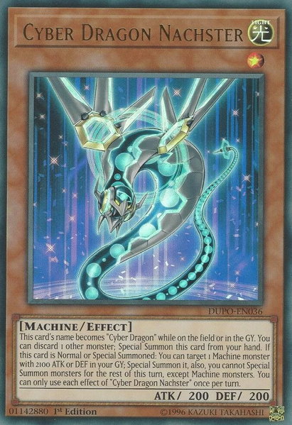 Cyber Dragon Nachster trading card from Duel Power Cyber Dragon Nachster - Duel Power YuGiOh trading card
