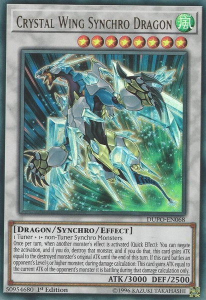 Crystal Wing Synchro Dragon trading card from Duel Power Crystal Wing Synchro Dragon - Duel Power YuGiOh trading card