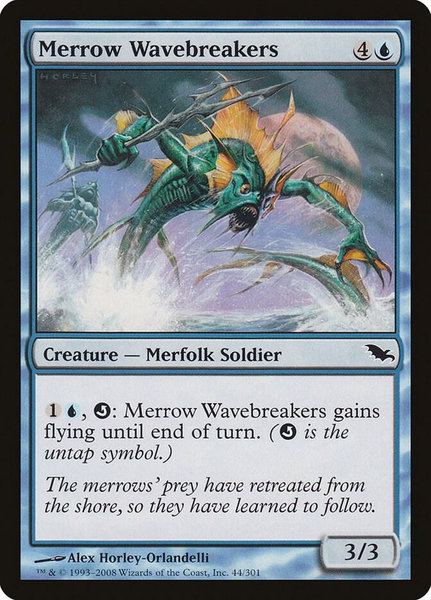 Merrow Wavebreakers trading card from Shadowmoor Merrow Wavebreakers - Shadowmoor Magic: The Gathering trading card