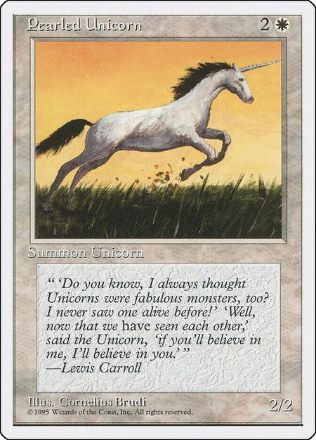 Pearled Unicorn trading card from Fourth Edition Pearled Unicorn - Fourth Edition Magic: The Gathering trading card