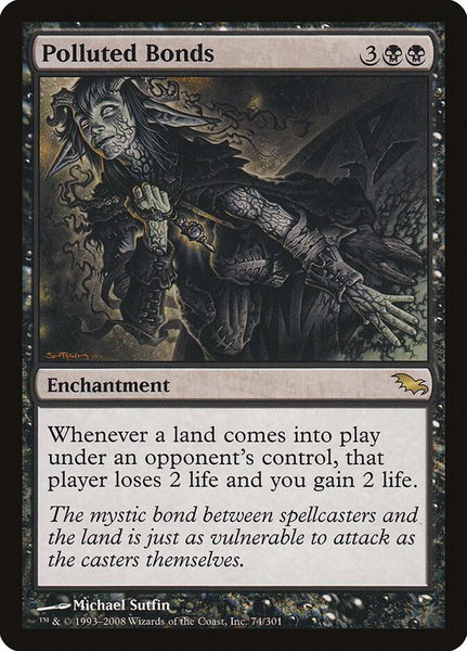 Polluted Bonds trading card from Shadowmoor Polluted Bonds - Shadowmoor Magic: The Gathering trading card