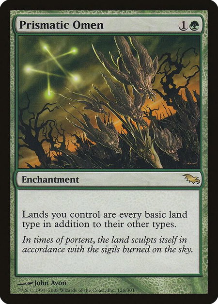 Prismatic Omen trading card from Shadowmoor Prismatic Omen - Shadowmoor Magic: The Gathering trading card