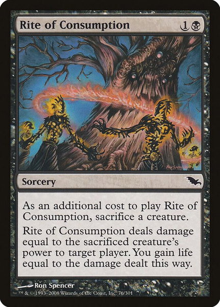 Rite of Consumption trading card from Shadowmoor Rite of Consumption - Shadowmoor Magic: The Gathering trading card