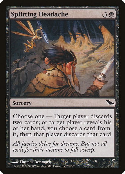 Splitting Headache trading card from Shadowmoor Splitting Headache - Shadowmoor Magic: The Gathering trading card