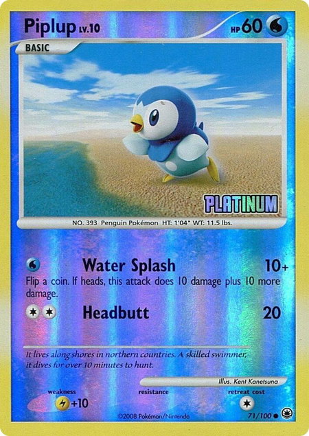 Piplup - 71/100 [Platinum] - Burger King Promos Pokémon trading card
