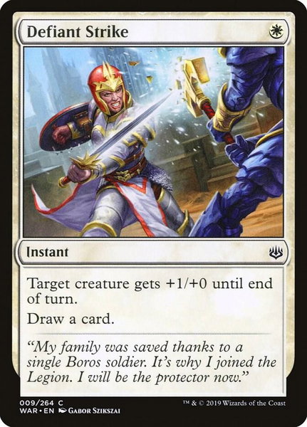 Defiant Strike - War of the Spark Magic: The Gathering trading card