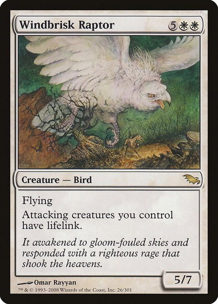 Windbrisk Raptor trading card from Shadowmoor Windbrisk Raptor - Shadowmoor Magic: The Gathering trading card