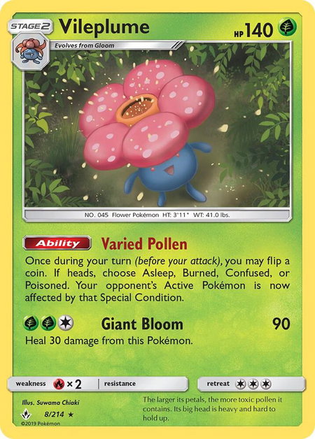 Vileplume - SM - Unbroken Bonds Pokémon trading card